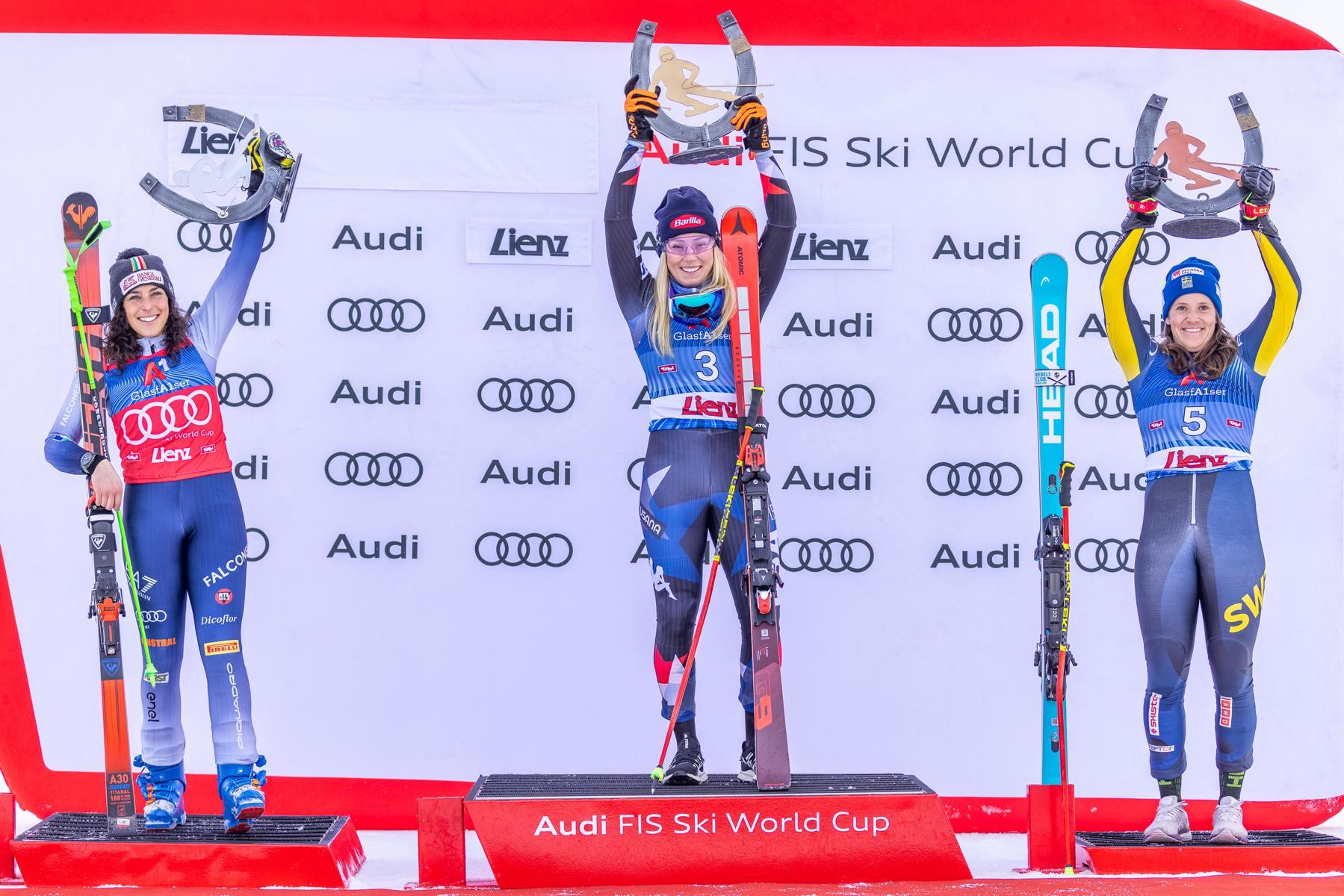 Mikaela Shiffrin holte ihren bislang vierten Sieg in Lienz. Foto: Expa Pictures