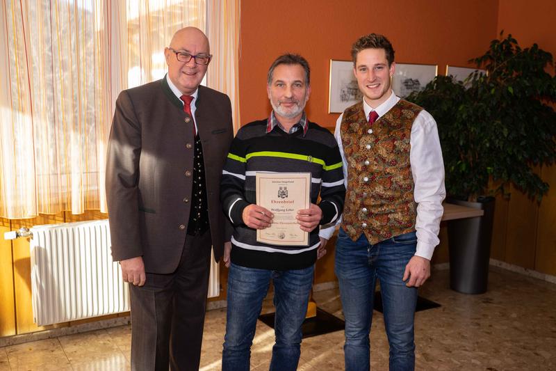 R&uuml;diger Graschitz, Wolfgang Leber (Bronzene Ehrenzeichen f&uuml;r 10 Jahre), Obmann J&uuml;rgen Erlacher