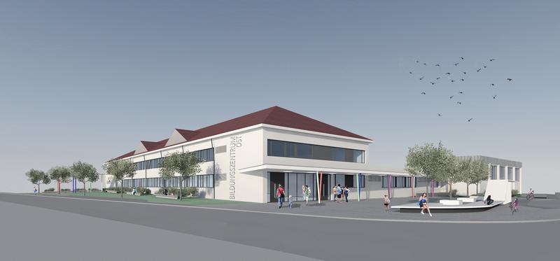 Nordostansicht des sanierten Geb&auml;udes.Grafik: Architekt Laggner