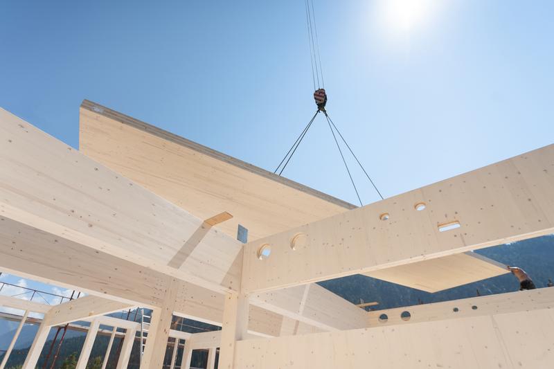 Bis zu 100.000 m2 Brettsperrholz pro Jahr werden unter dem Markennamen CLTPLUS im Werk in Steinfeld hergestellt.