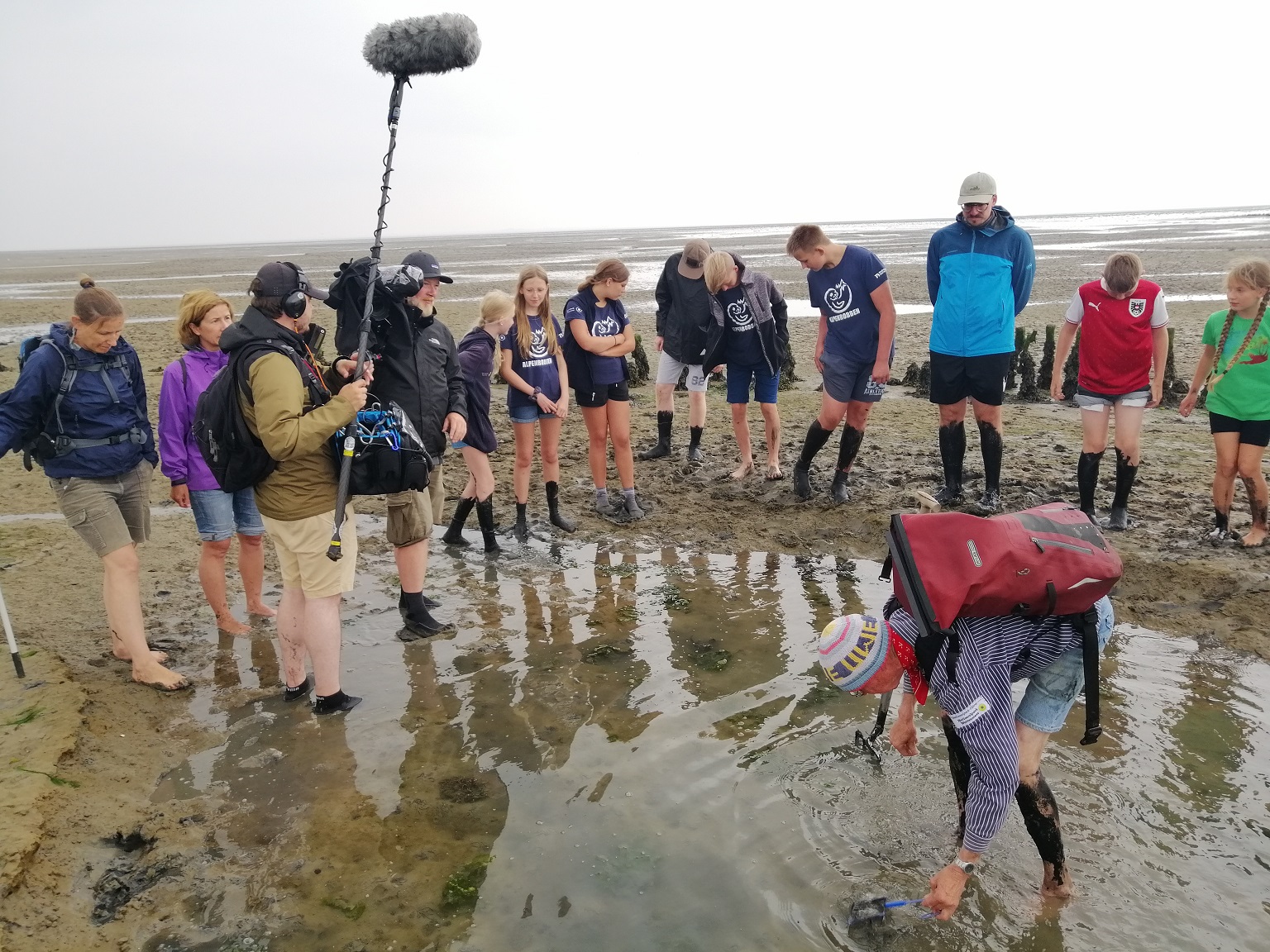 Knietief in Watt steckengeblieben: Lina, Maria, Anna, Elena und Claas.
