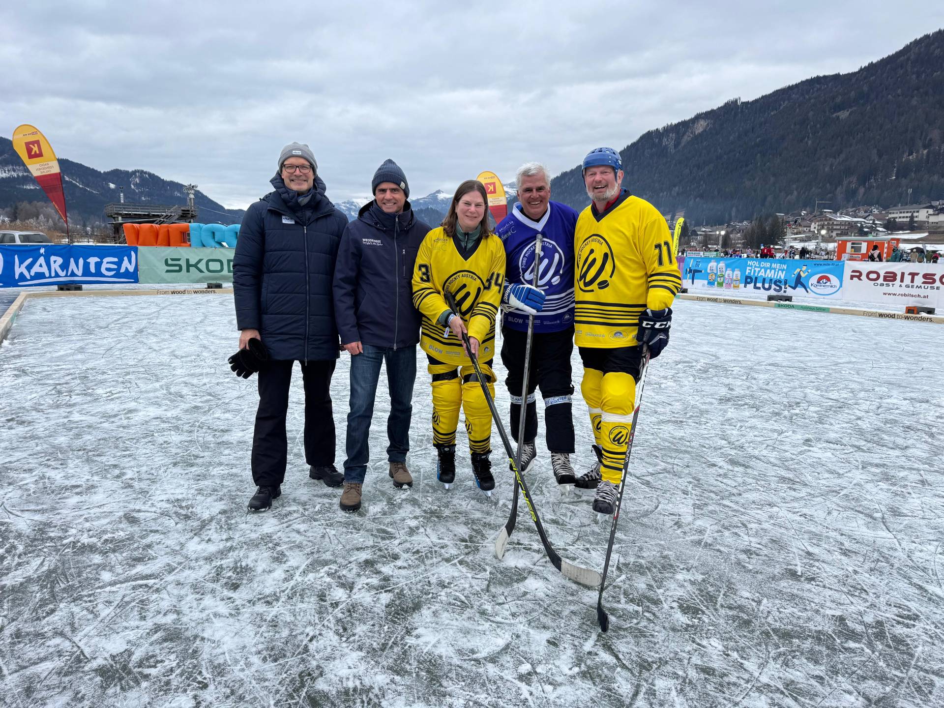 Klaus Ehrenbrandtner, Thomas Michor, Bgm Karoline Turnschek und Veranstalter Gerhard Br&uuml;ggler und Christian Kresse.