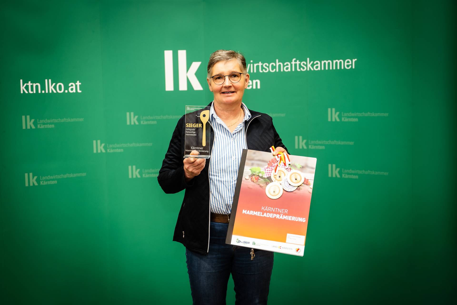 Martina Pleschberger aus Berg nahm einen Kategoriesieg f&uuml;r ihre Pfirsichmarmelade mit nach Hause.