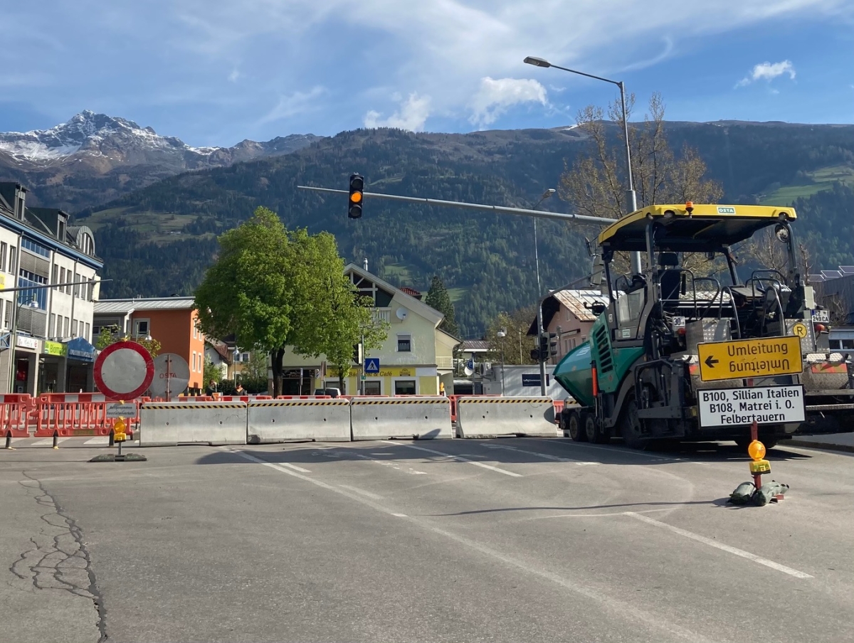 Sanierung B100 Lienz: Querung Amlacher Kreuzung gesperrt