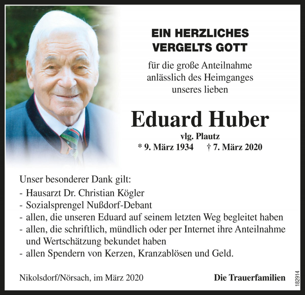 Eduard Huber, vlg. Plautz