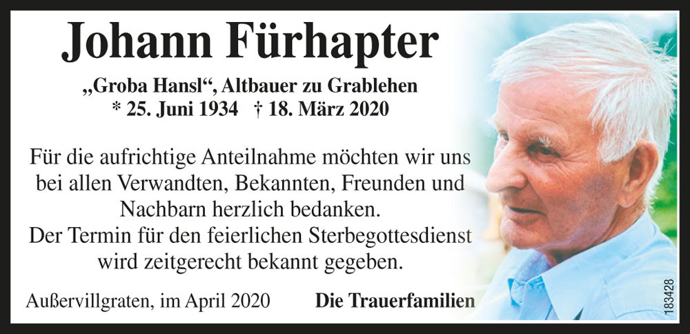 Johann F&uuml;rhapter, vlg. Groba Hansl