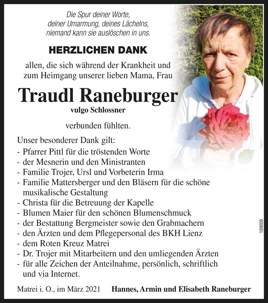 Traudl Raneburger vlg. Schlossner 