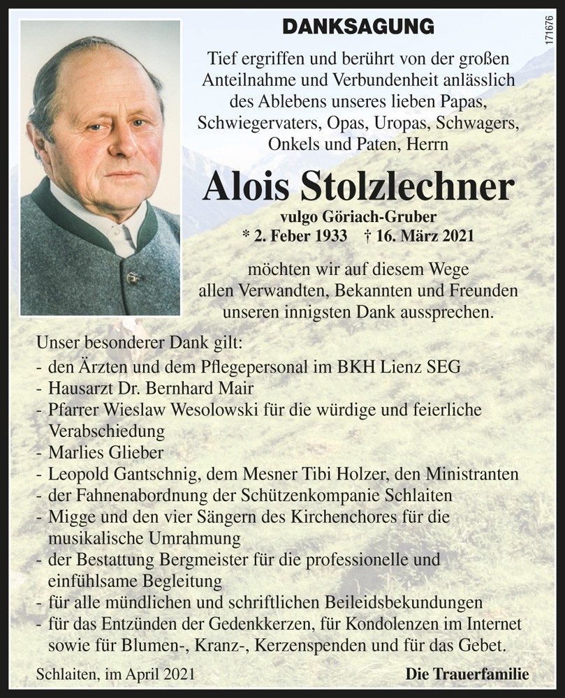 Alois Stolzlechner, vlg. G&ouml;riach-Gruber