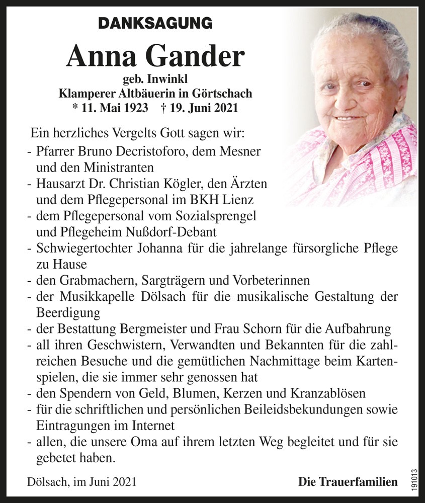 Anna Gander, vlg. Klamperer