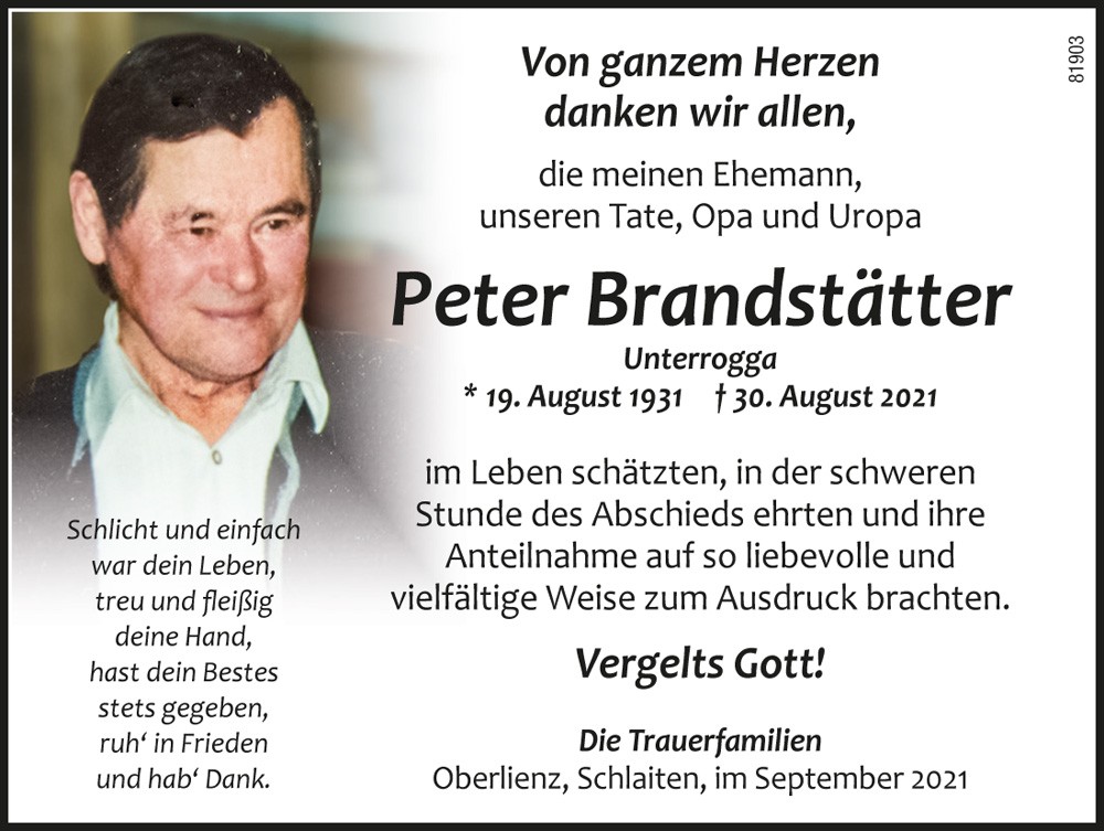 Peter Brandst&auml;tter, vlg. Unterrogga