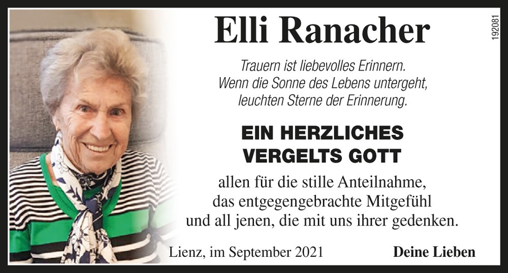 Elli Ranacher, geb. Pirker