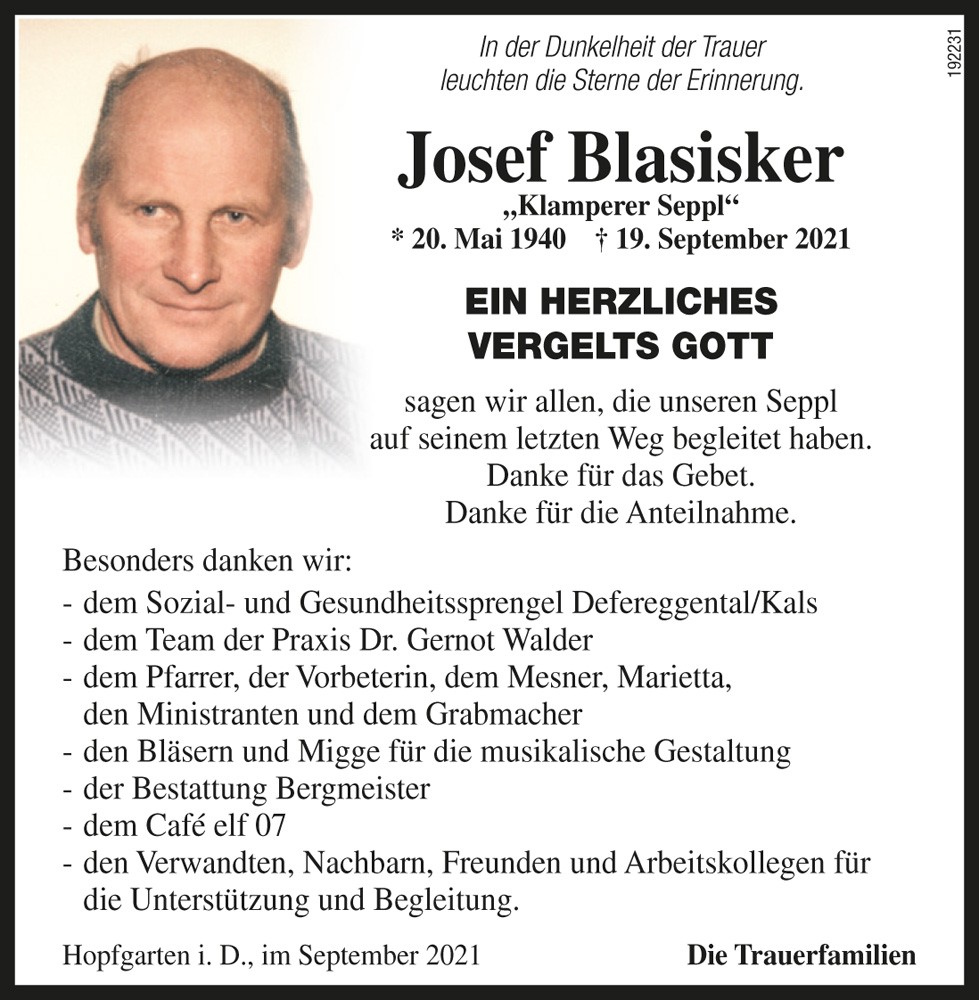 Josef Blasisker, "Klamperer Seppl"