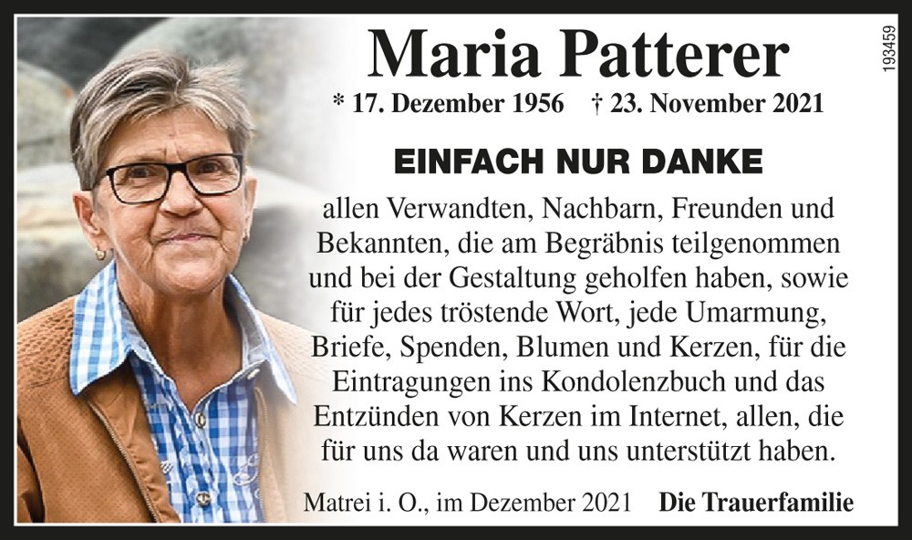 Maria Patterer, geb. Bratusek