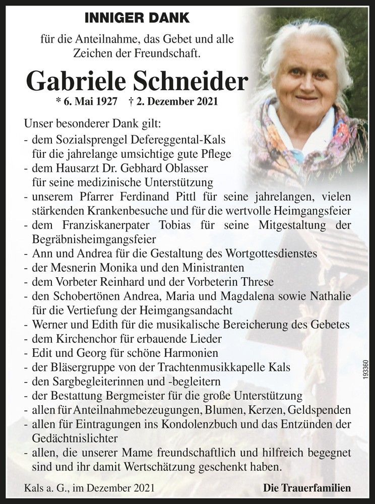 Gabriele Schneider geb. Stotter 