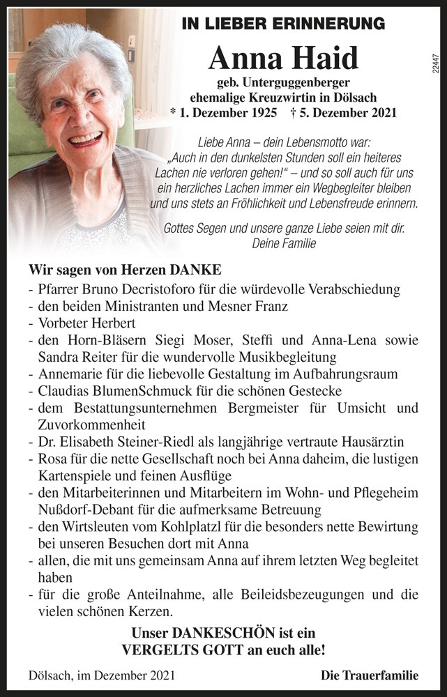 Anna Haid geb. Unterguggenberger 