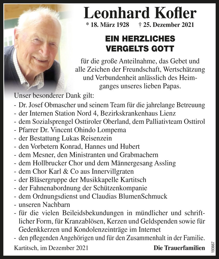 Leonhard Kofler, vlg. Innerdraschl