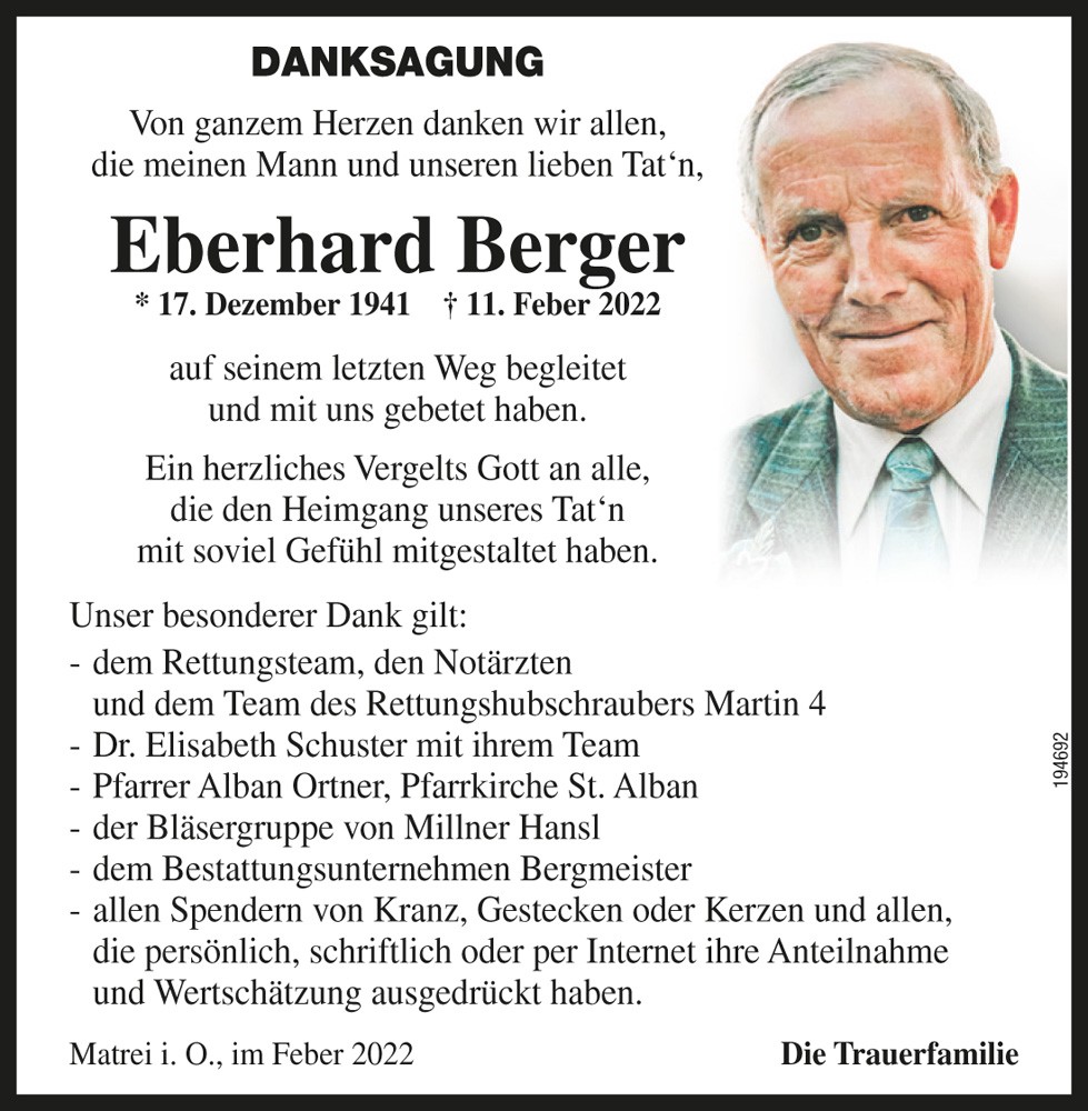 Eberhard Berger, vlg. Wolsegger