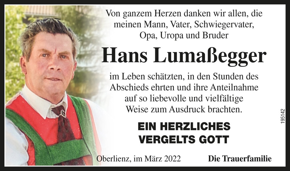 Hans Luma&szlig;egger, vlg. Schneeberger