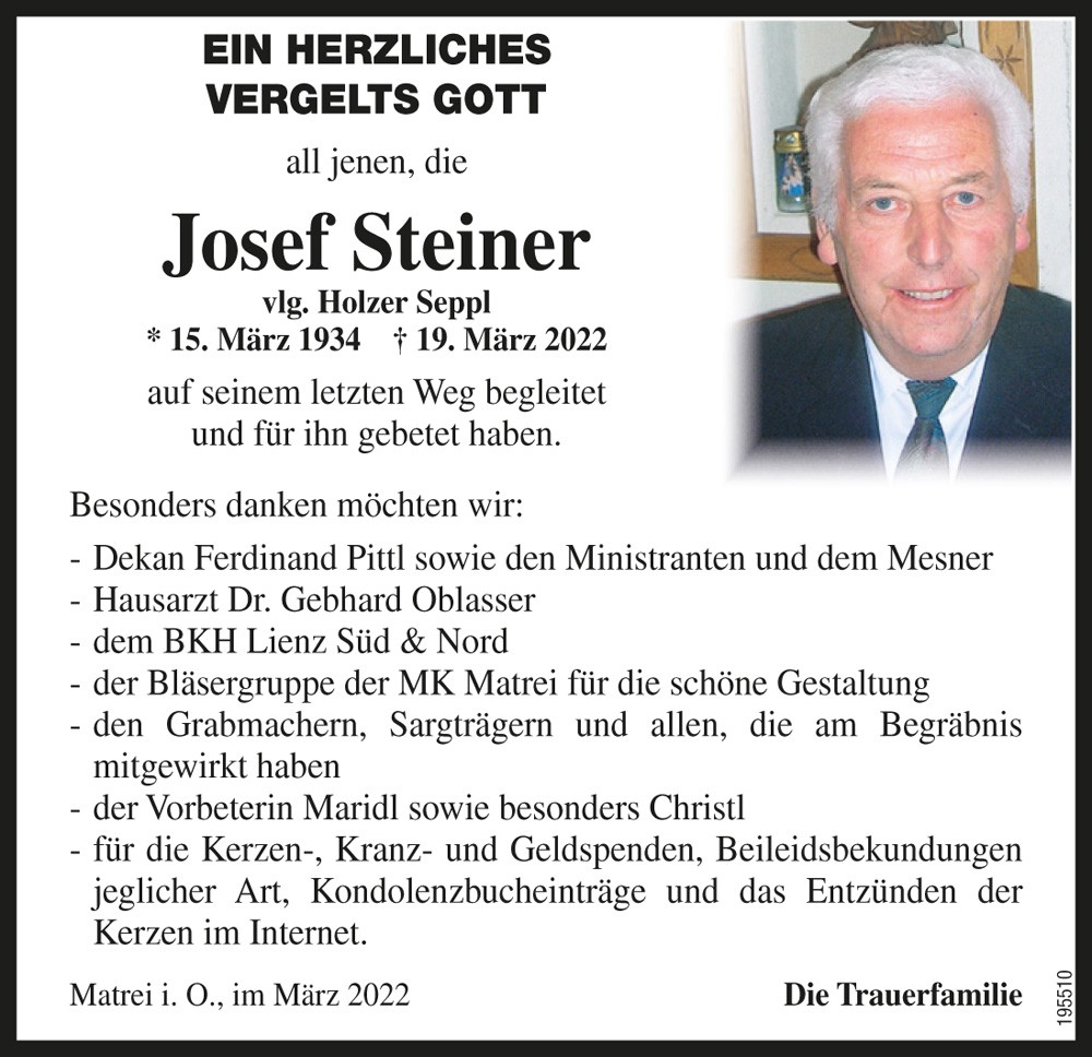 Josef Steiner, vlg. Holzer Seppl
