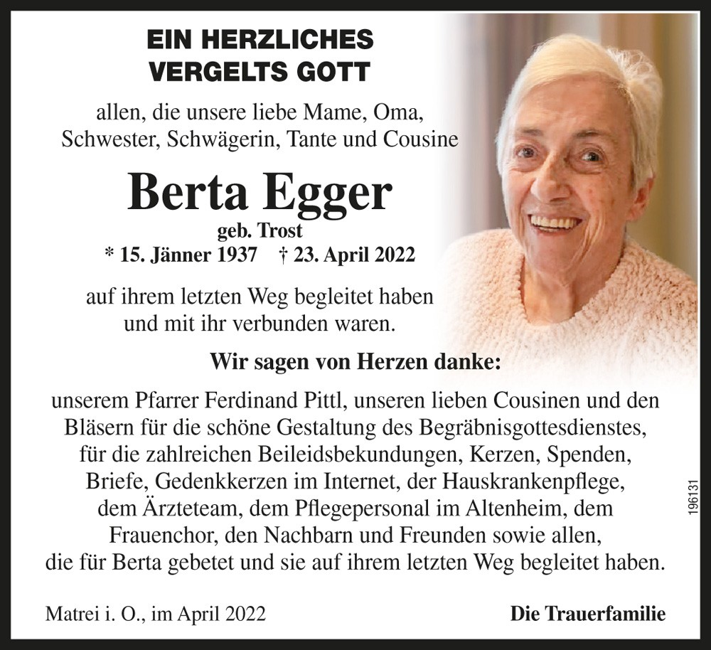 Berta Egger, geb. Trost