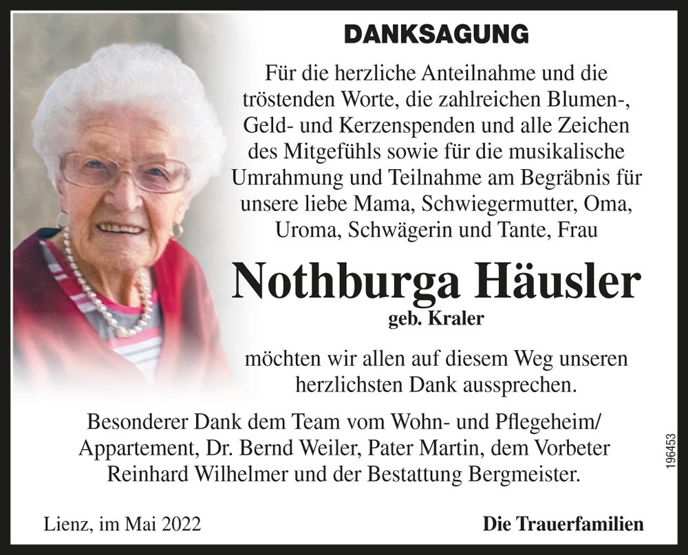 Nothburga H&auml;usler geb. Kraler 