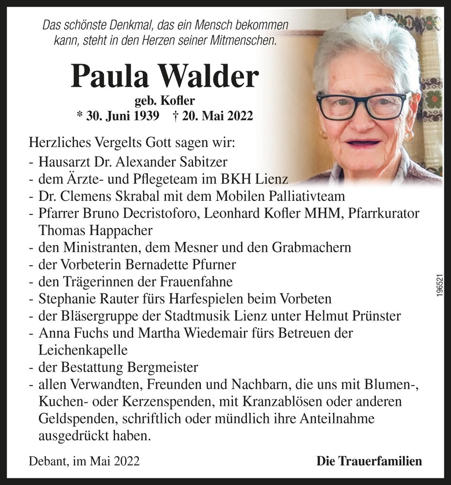 Paula Walder geb. Kofler