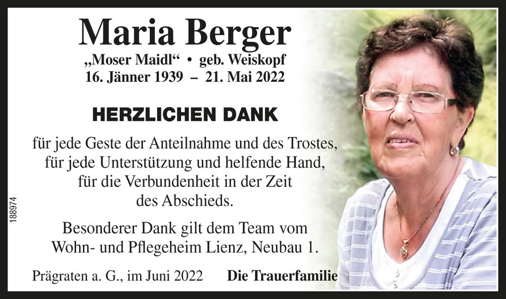 Maria Berger, geb. Weiskopf, "Moser Maidl"