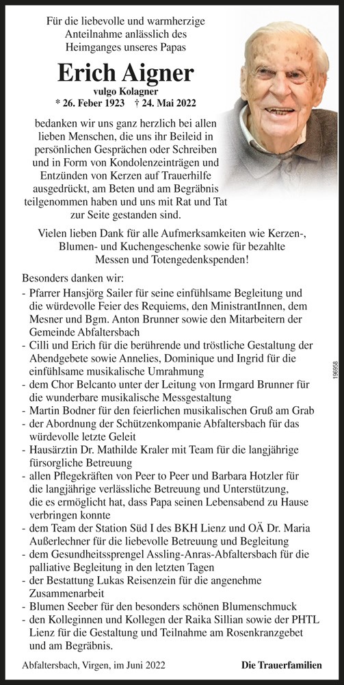 Erich Aigner, vlg. Kolagner