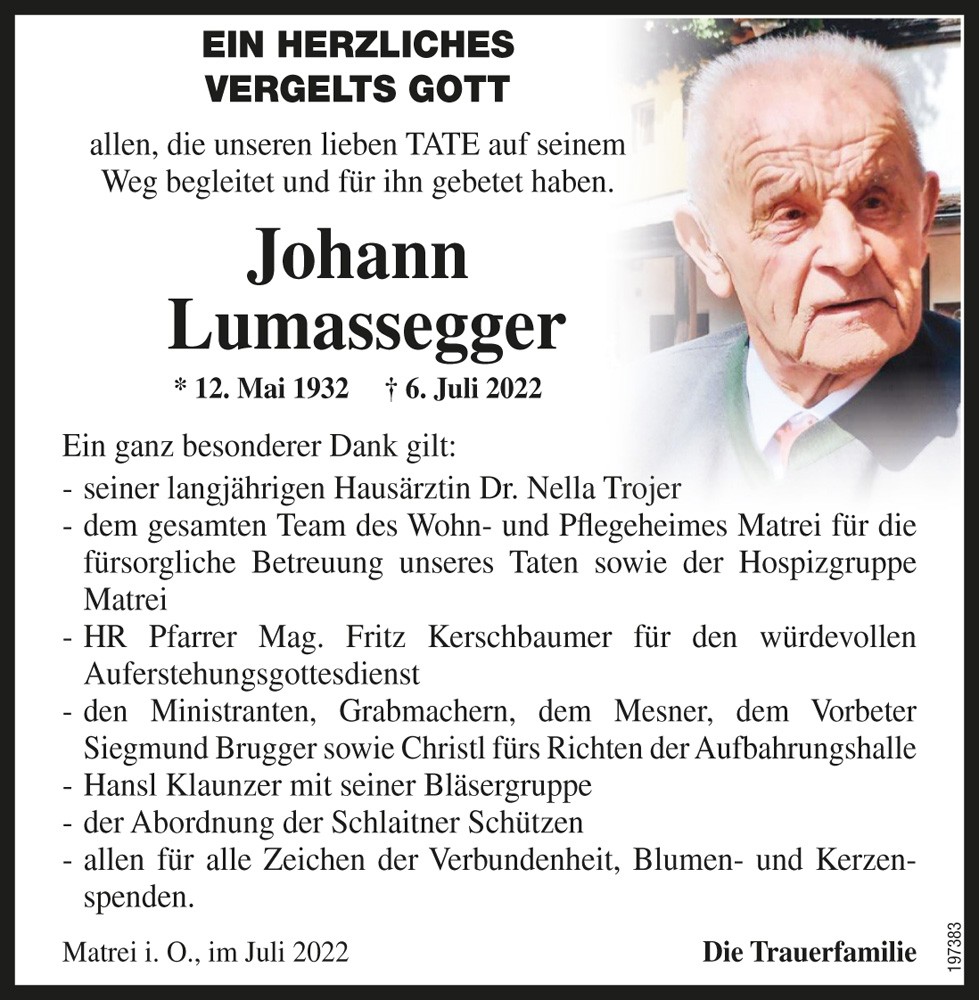 Johann Lumassegger, vlg. Wegscheides-Schlaiten