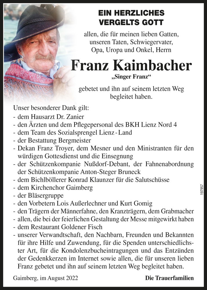 Franz Kaimbacher "Singer Franz" 