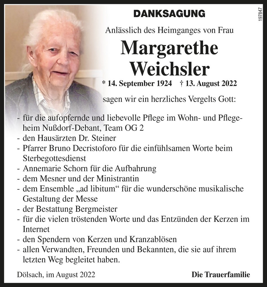 Margarethe Weichsler, geb. Huber