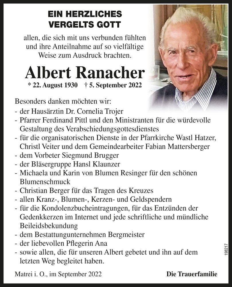 Albert Ranacher, vlg. Au&szlig;erhatzler