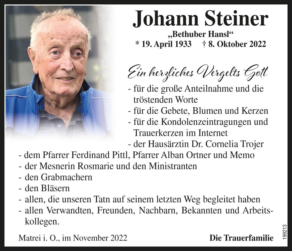 Johann Steiner "Bethuber Hansl"