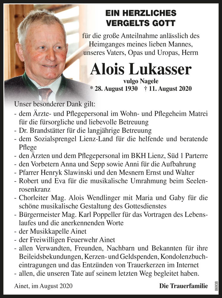 Alois Lukasser, vlg. Nagele