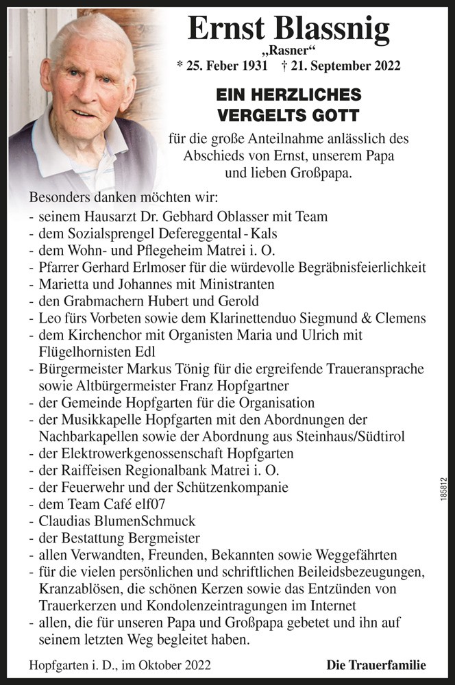 Ernst Blassnig, "Rasner"