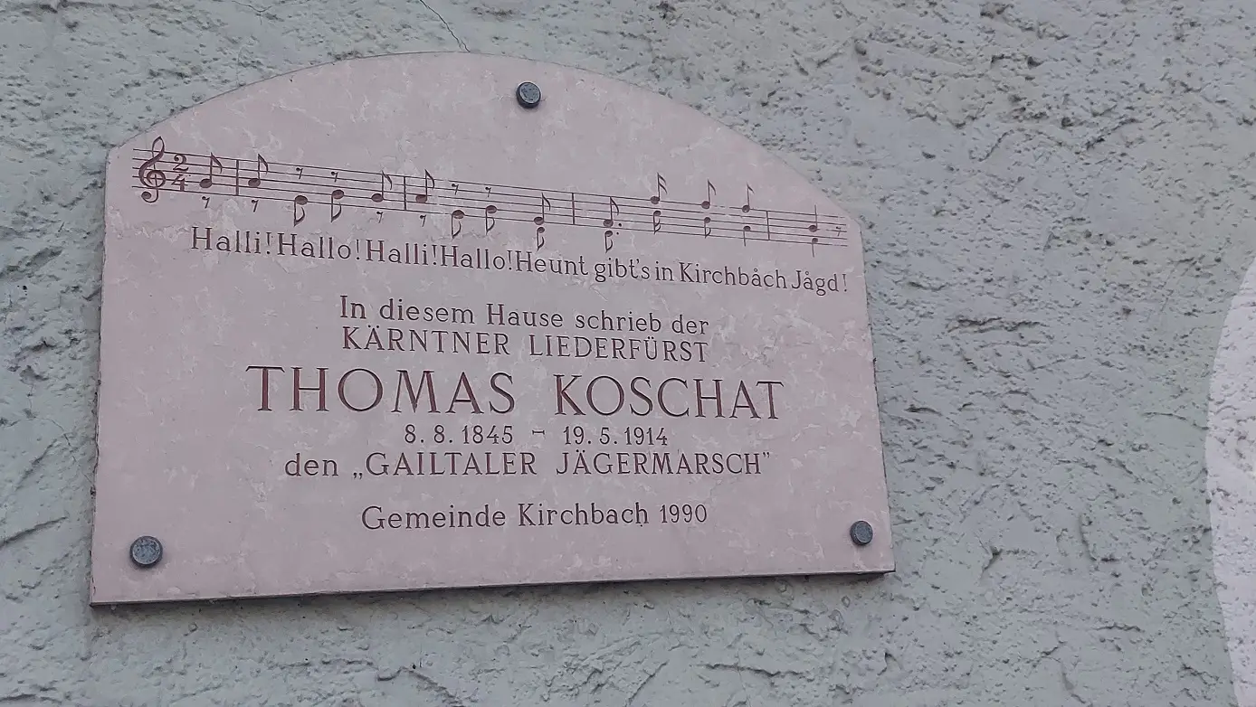 Gedenktafel in Kirchbach erinnert an den „Kärntner Liederfürsten“ Thomas Koschat. Foto: k.brunner