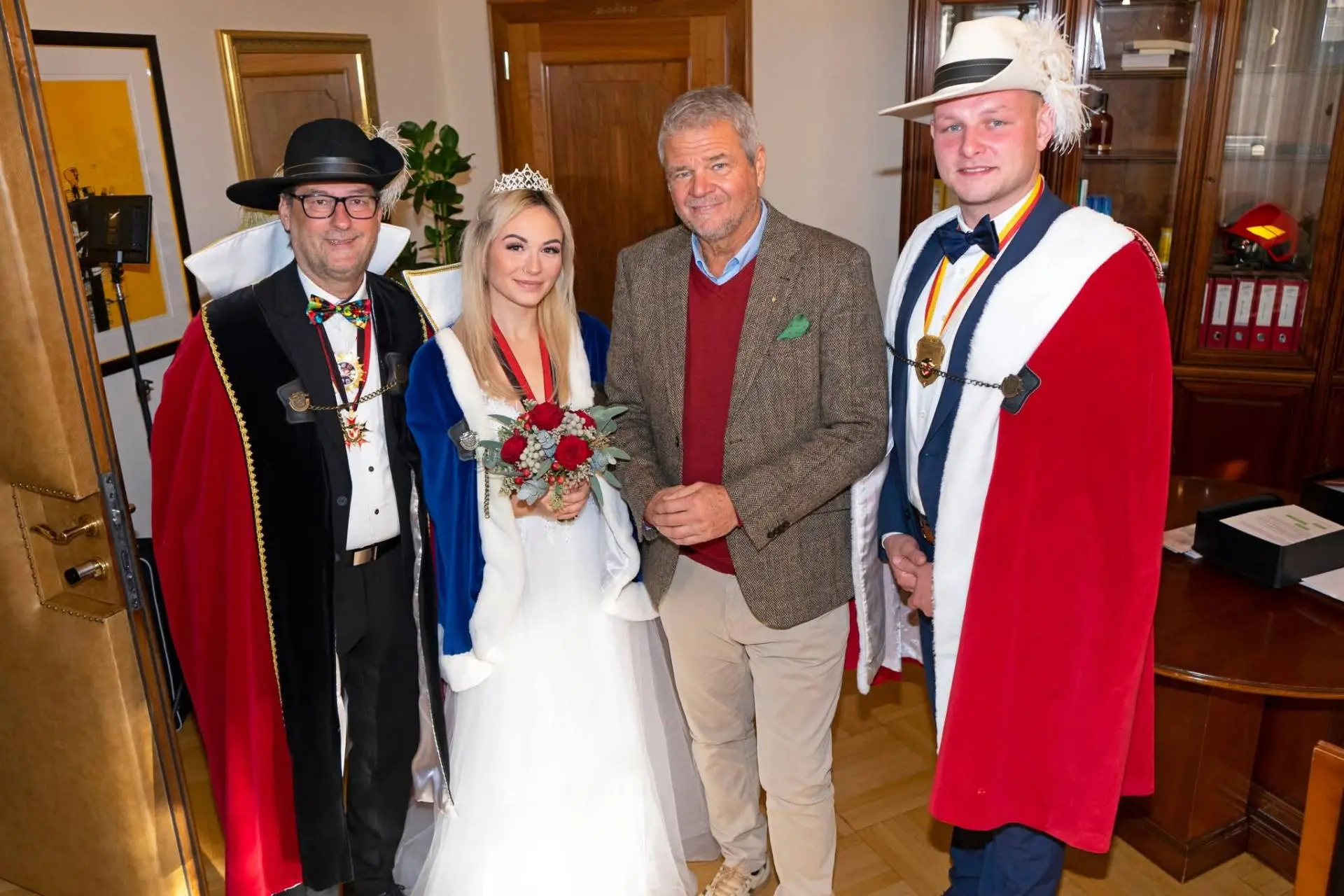 Kanzler und Medienmann Peter Schober, Prinzessin Jasmina I. Bgm. Gerhard Köfer und Prinz Schalkus der LVII.