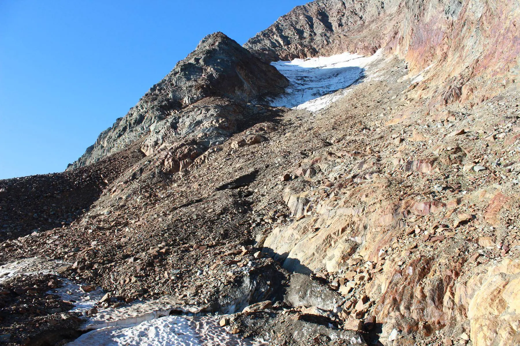 Der Wandnischengletscher am Roten Knopf im Jahr 2025 Foto: Michael Krobath