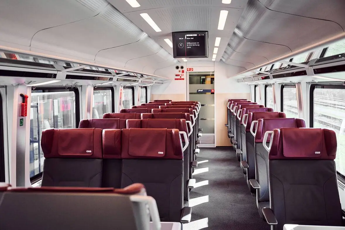 Die neuen Sitze im modernisierten Railjet. Foto: ÖBB/Marek Knopp