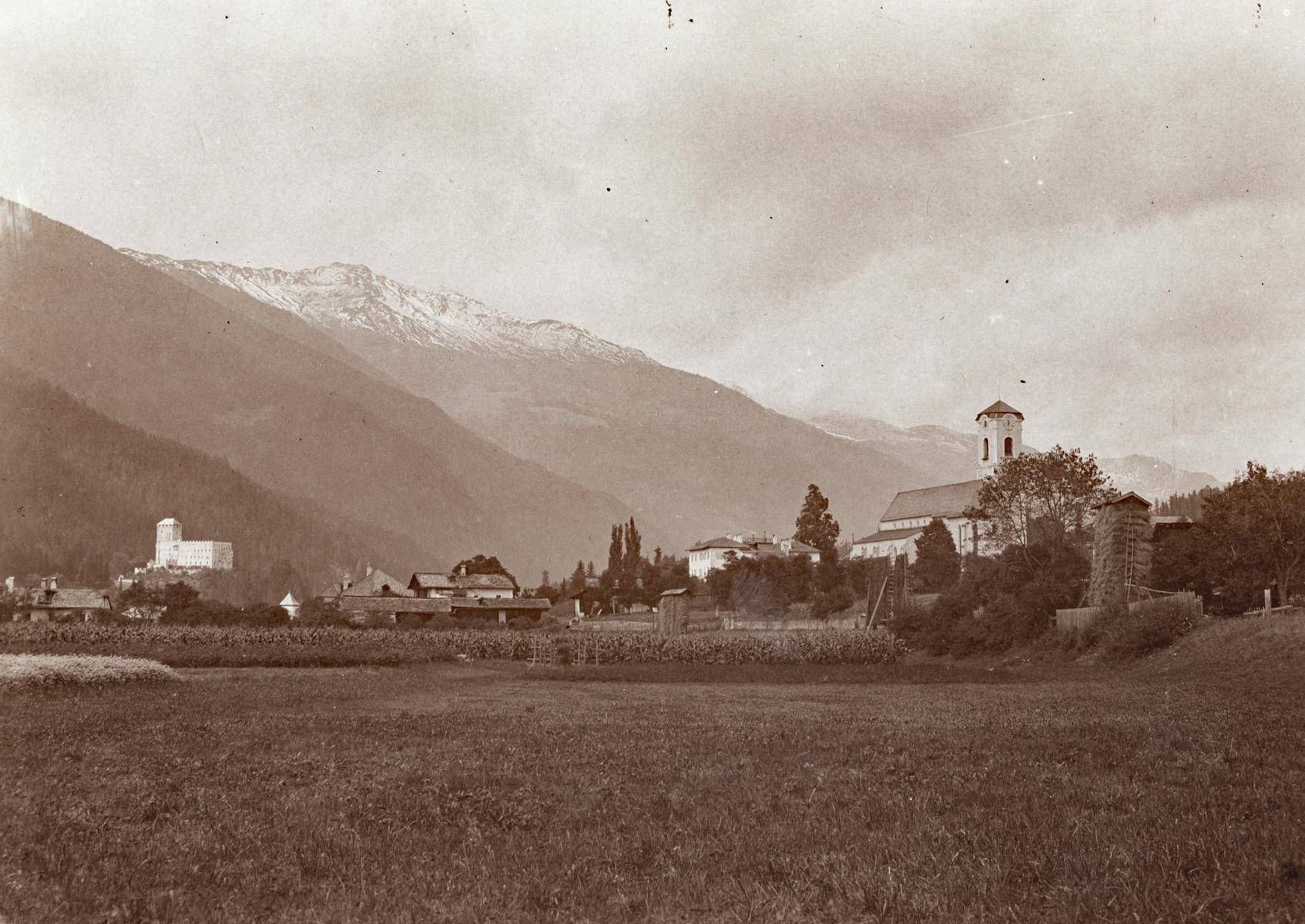 Panorama von St. Andr&auml; bis Schloss Bruck, um 1900  Fotograf: Unbekannt; Sammlung Johann Reiter &ndash; TAP