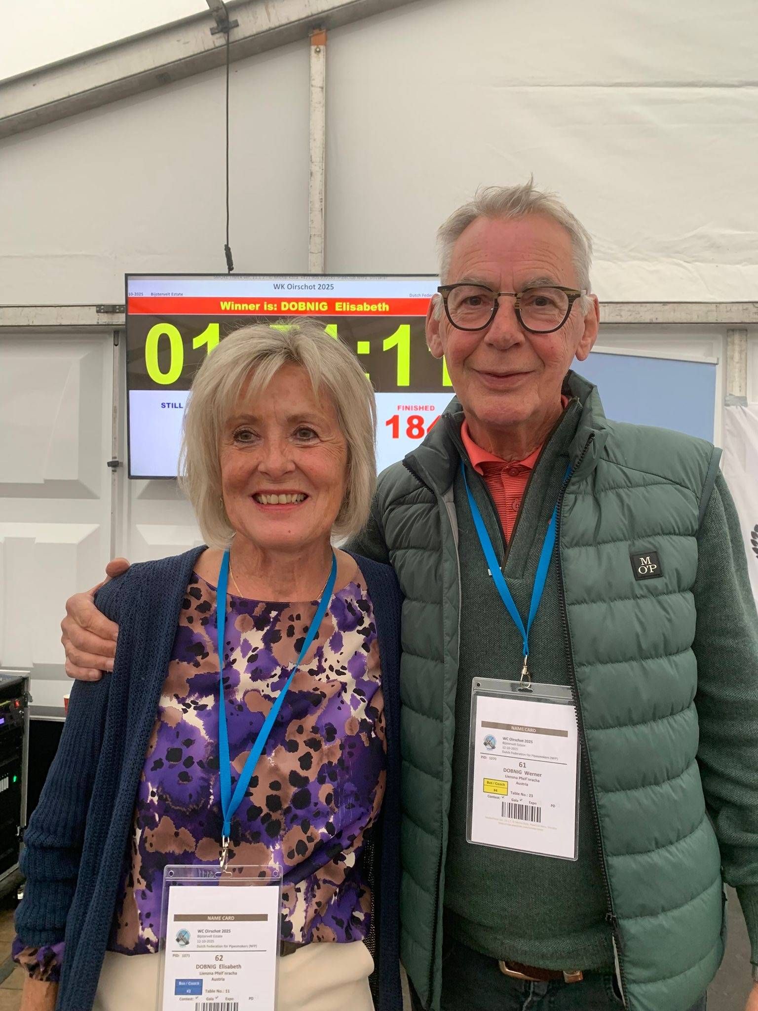 Elisabeth und Werner Dobnig von den "Lienza Pfeifnracha" bei der WM in Oirschot/NL. Foto: Dobnig