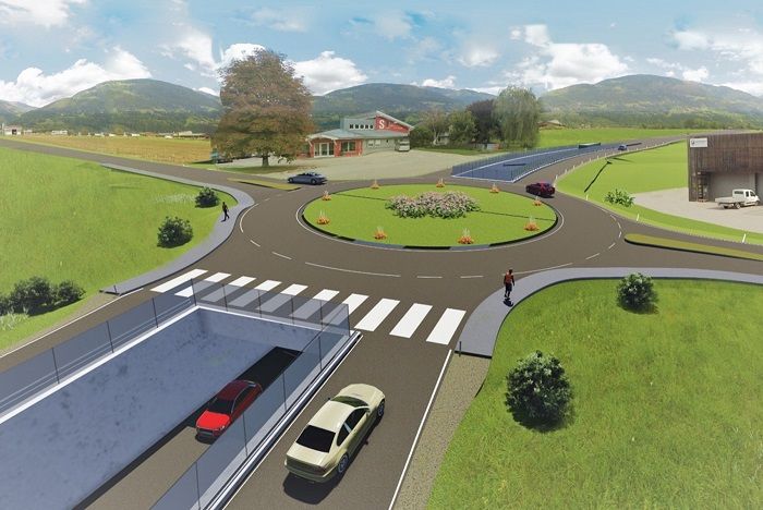LRH-Kritik: Nur drei von acht Umfahrungs-Varianten f&uuml;r Greifenburg wurden gepr&uuml;ft. Bild zeigt den derzeitigen Planungsstand in Greifenburg. Grafik: Land K&auml;rnten
