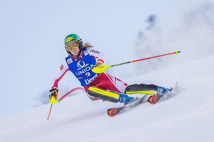 Katharina Liensberger im 1. Durchgang. Foto: Expa Pictures